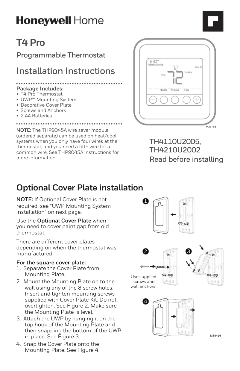 First page image of the manual for T4 Pro TH4110U2005
