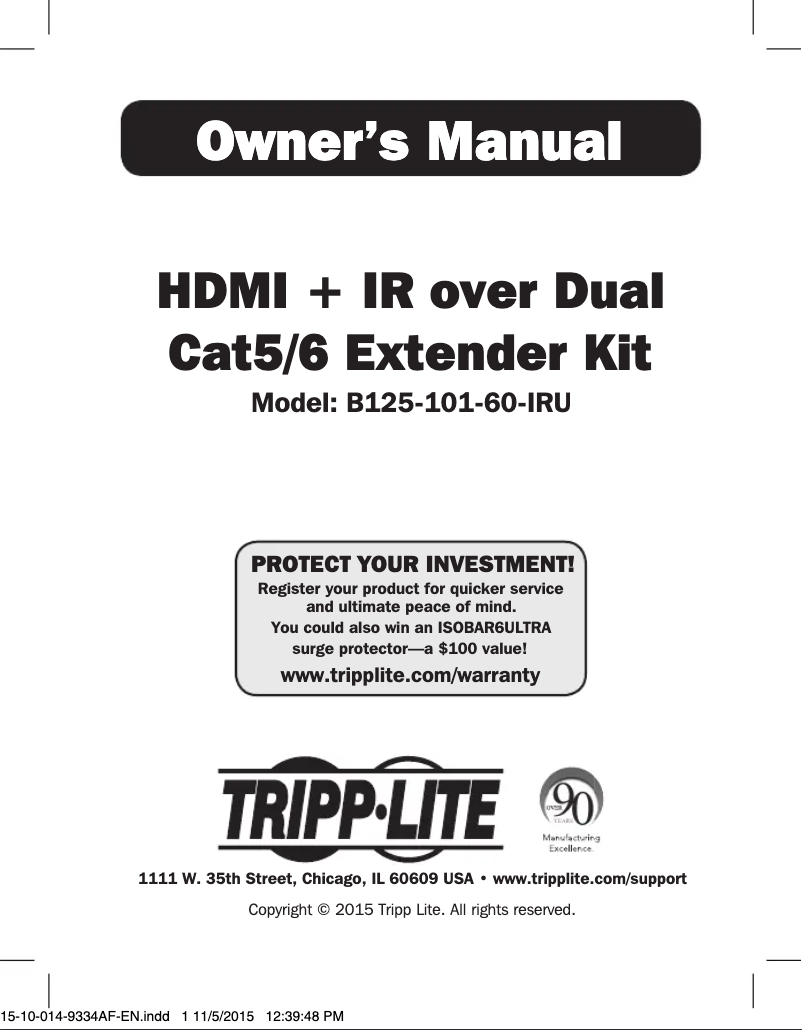 First page image of the manual for B125-101-60-IRU