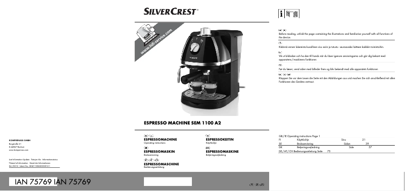First page image of the manual for SEM 1100 A2