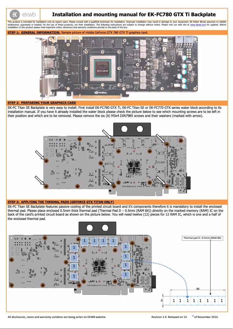 Page 1 of the manual User Manual EK Water Blocks 3831109868911