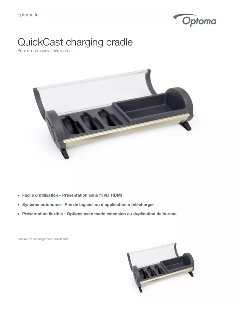 Image de la première page du manuel de l'appareil QuickCast charging cradle