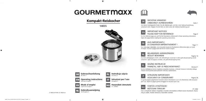 Page 1 of the manual User Manual Gourmetmaxx 14655