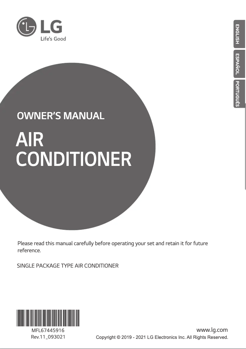 First page image of the manual for AK-W240LC00