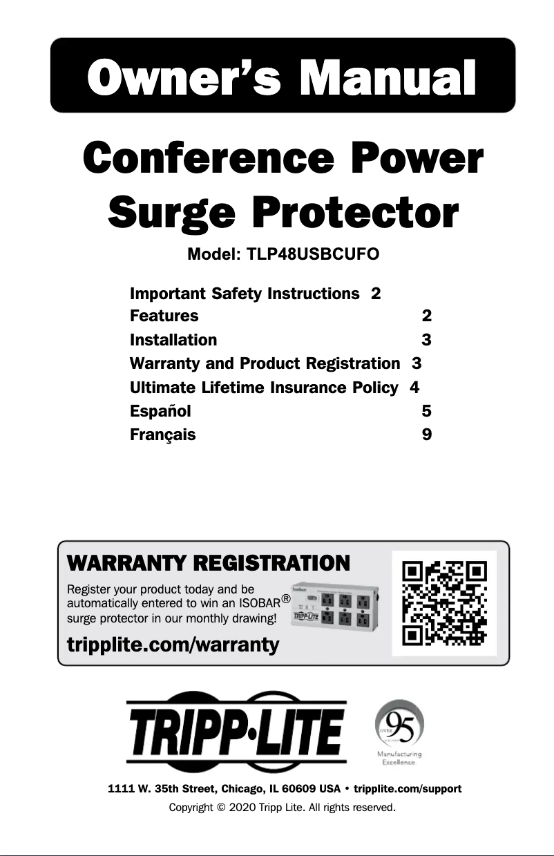 Page 1 de la notice Manuel utilisateur Tripp Lite Protect It! TLP410UCUFOAM