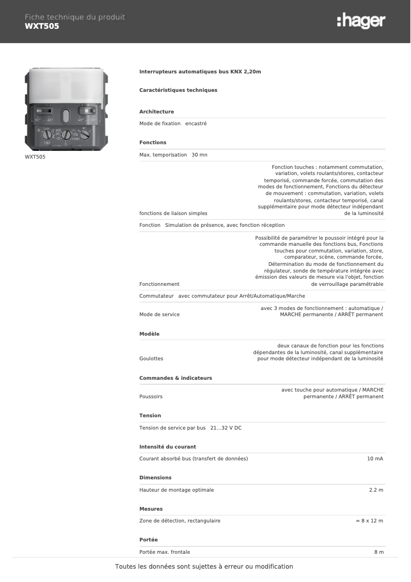 First page image of the manual for WXT505