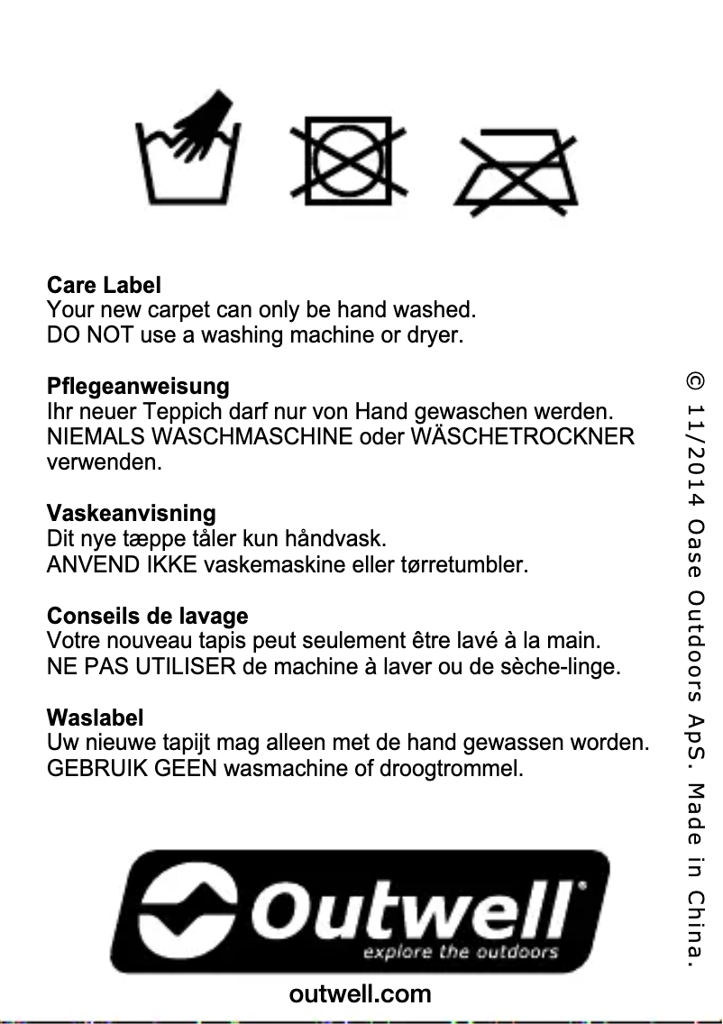 Page 1 of the manual User Manual Outwell Tapijt Cozy Wyoming 6