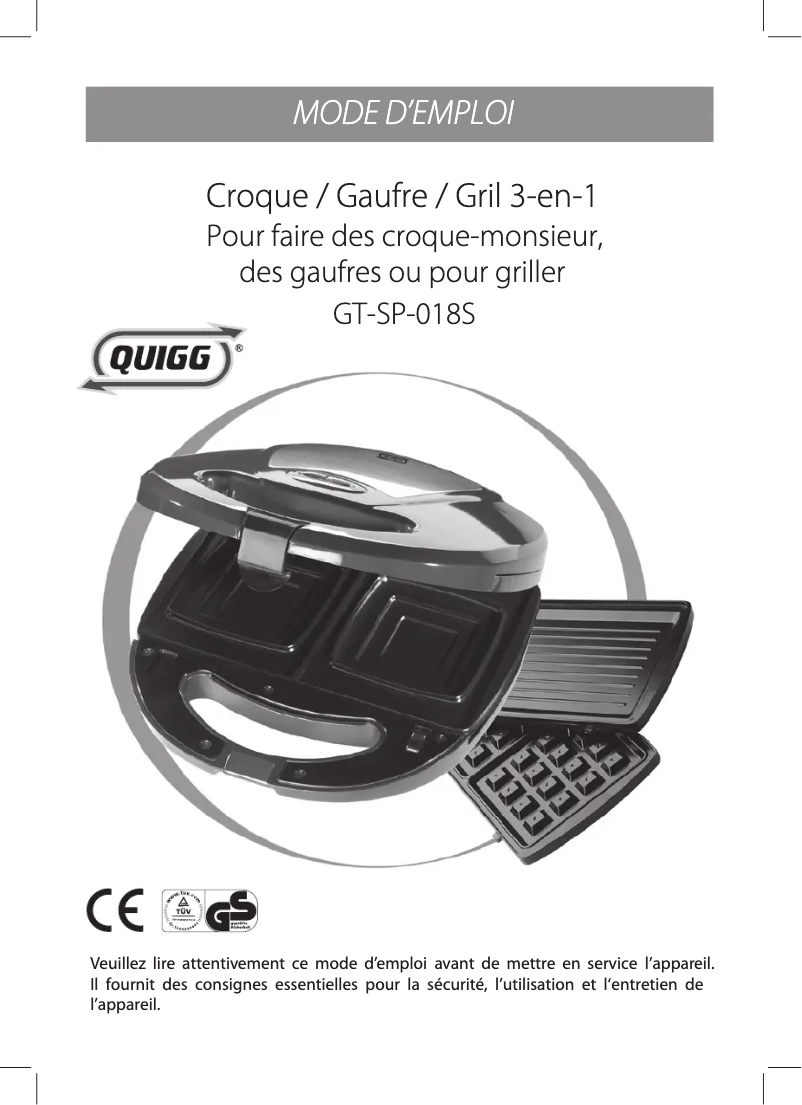 Page 1 of the manual User Manual Quigg GT-SP-018S