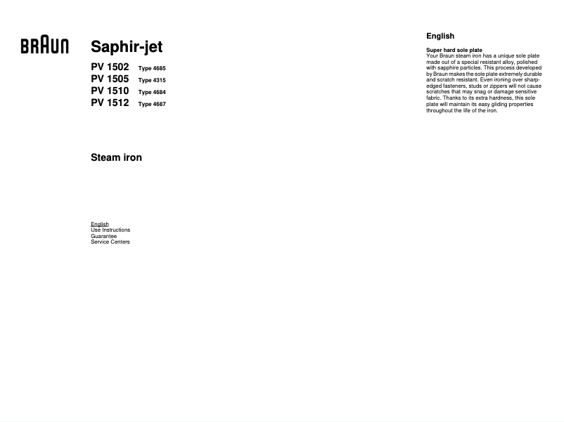 Page 1 of the manual User Manual Braun Saphir-Jet PV 1512