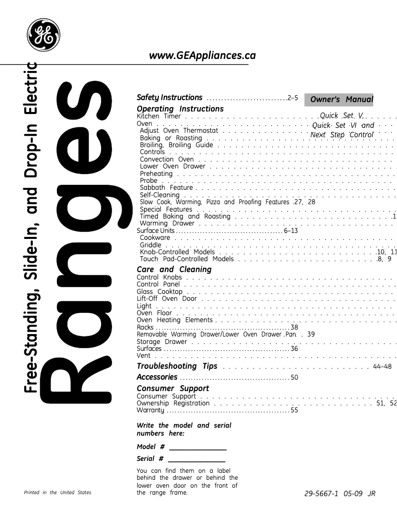 Page 1 of the manual User Manual GE PCB900SPSS