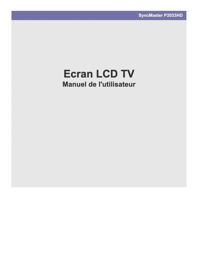 First page image of the manual for SyncMaster 2033HD