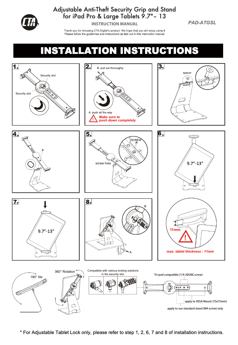Page 1 of the manual User Manual CTA Digital PAD-ATGSL