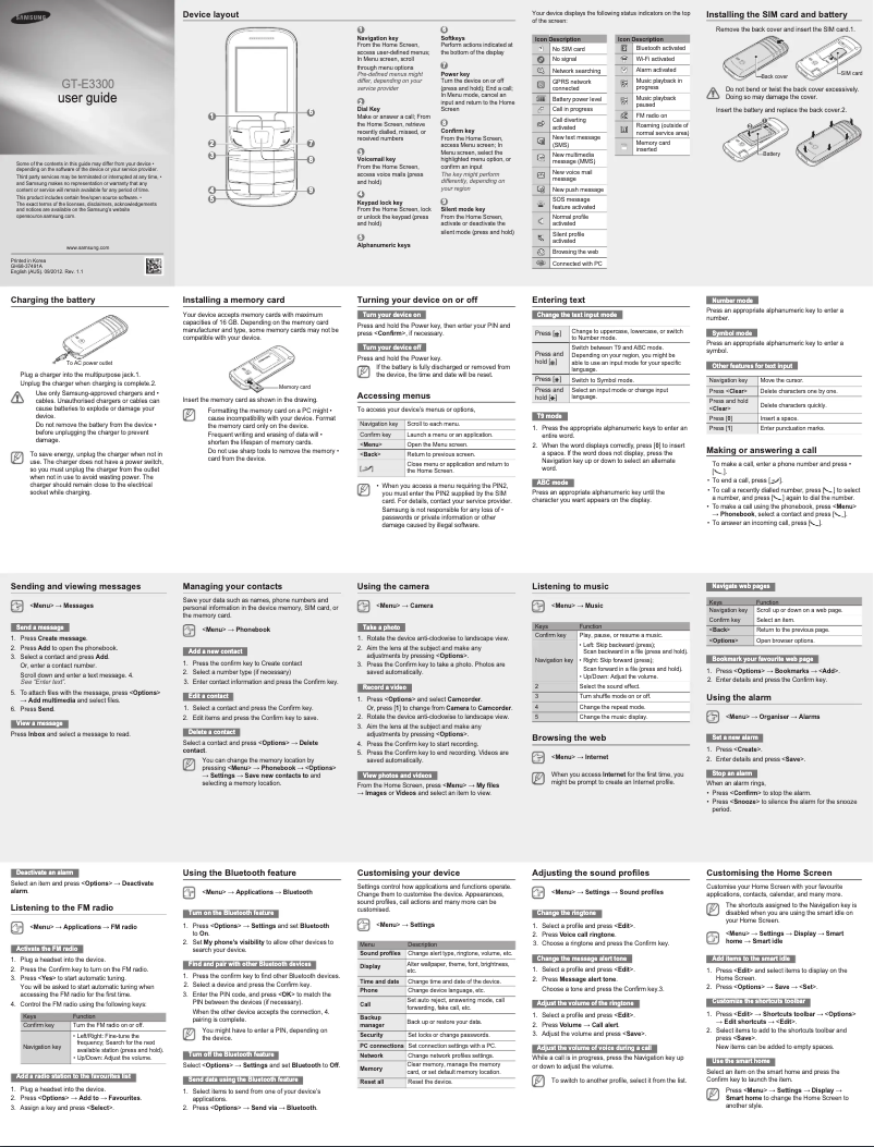 First page image of the manual for GT-E3300