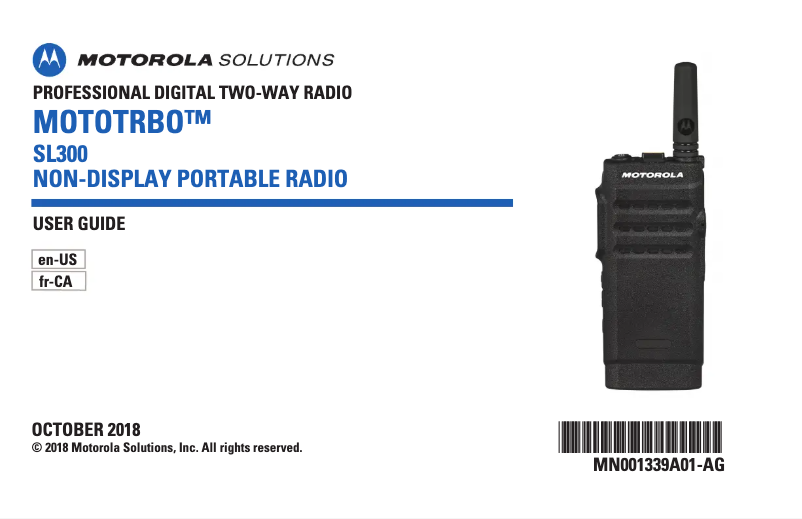 First page image of the manual for MOTOTRBO SL300