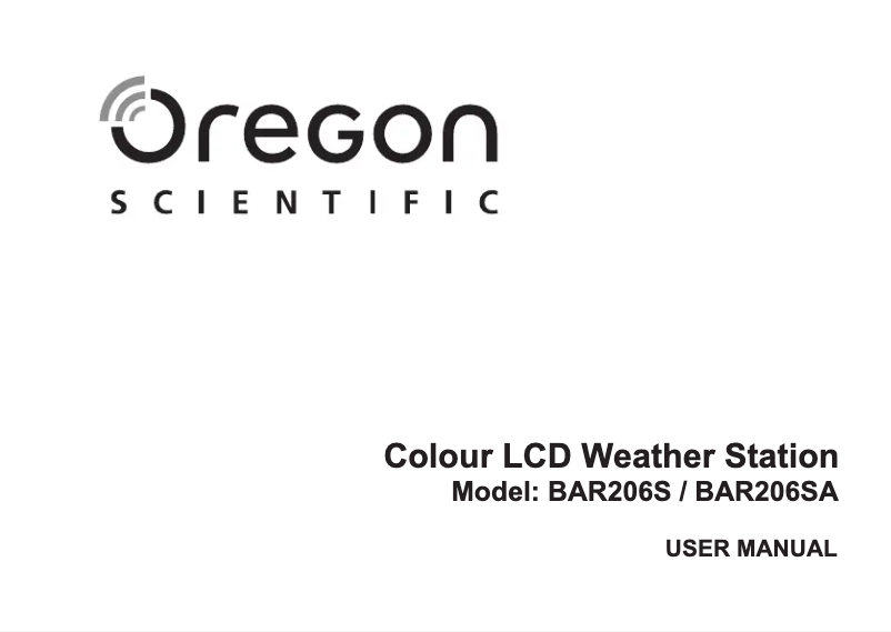 Page 1 of the manual User Manual Oregon Scientific BAR206S