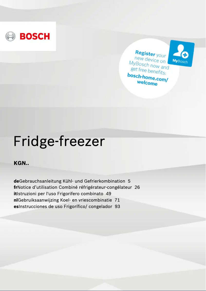 Page 1 of the manual User Manual Bosch KGN36IJ3A