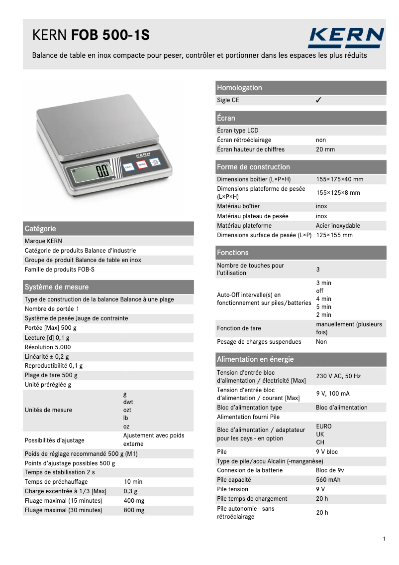 First page image of the manual for FOB 500-1S
