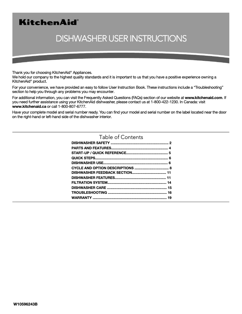 Page 1 of the manual User Manual KitchenAid KDFE454CSS