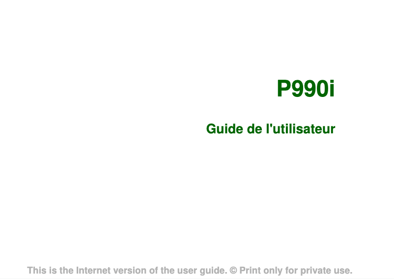 First page image of the manual for P990i