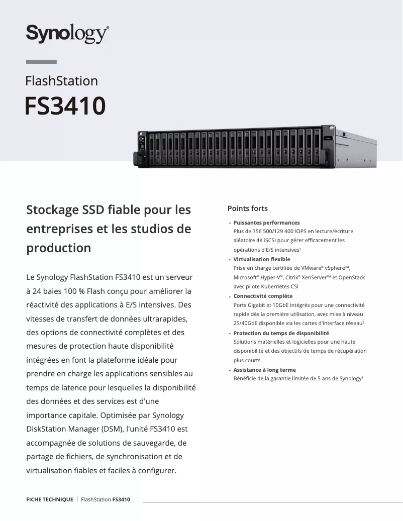 First page image of the manual for FlashStation FS3410