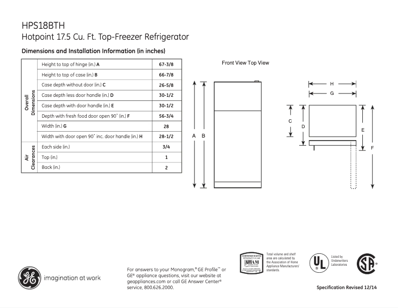 First page image of the manual for HPS18BTHBB