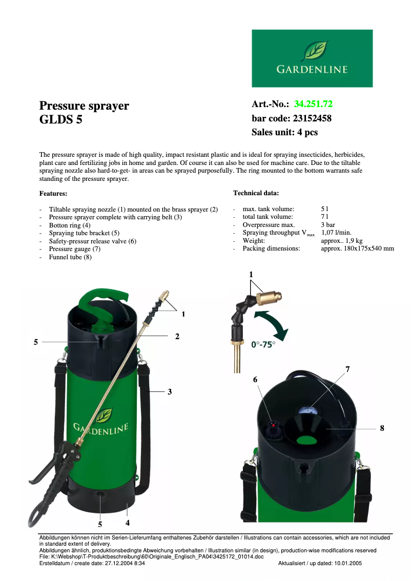 First page image of the manual for GLDS 5