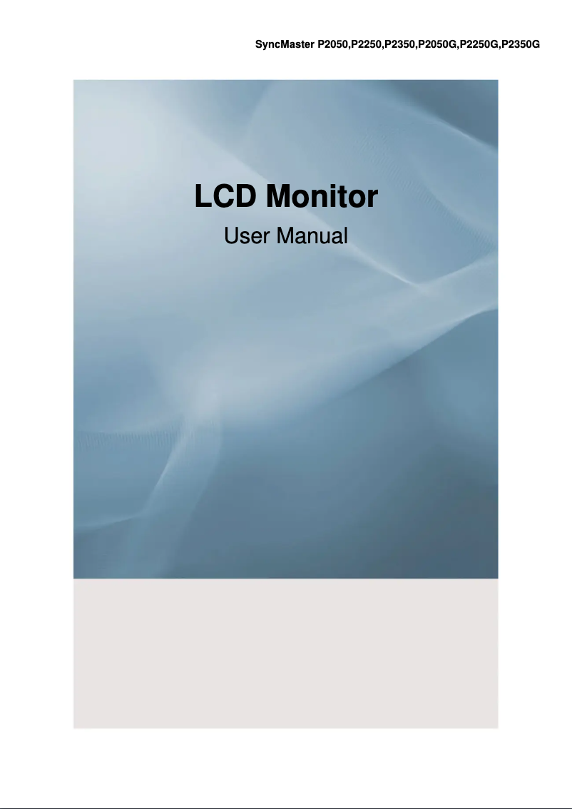 First page image of the manual for Syncmaster P2050G