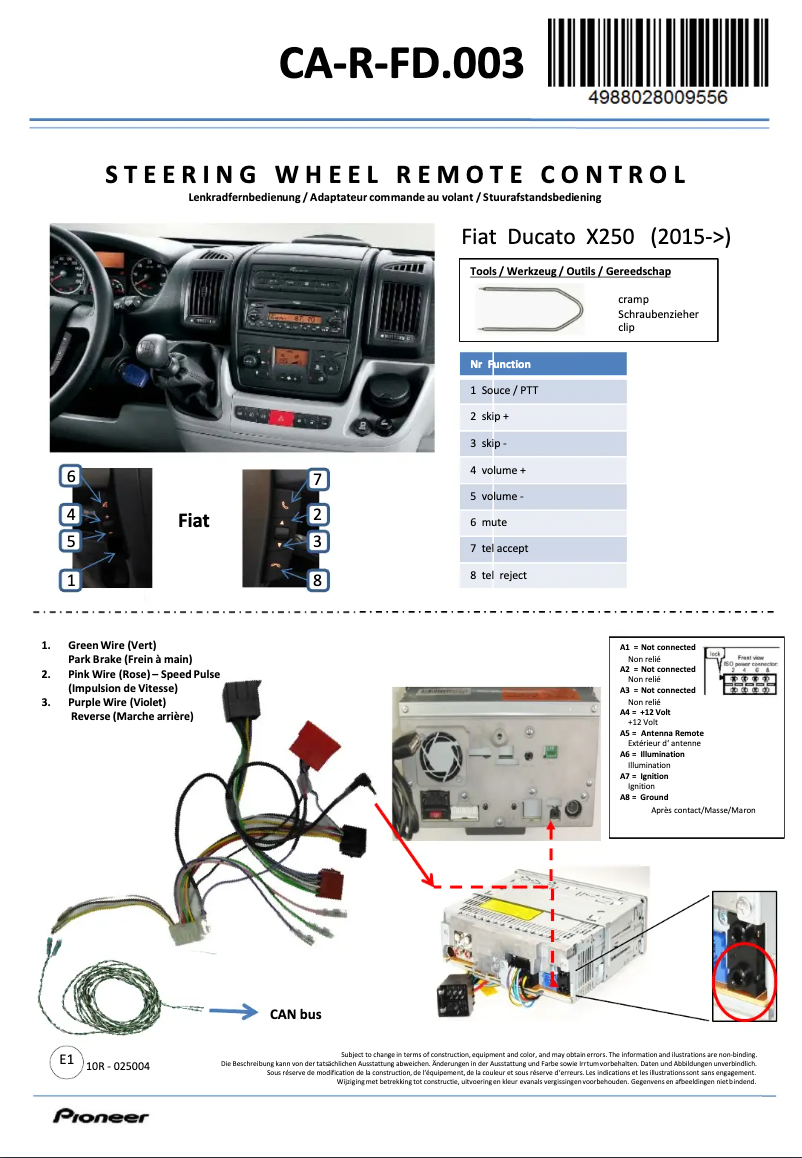 Page 1 of the manual User Manual Pioneer CA-R-FD.003