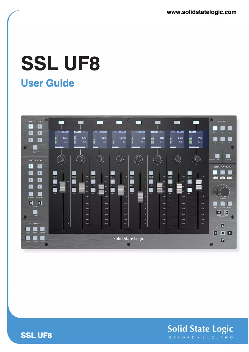 First page image of the manual for SSL UF8
