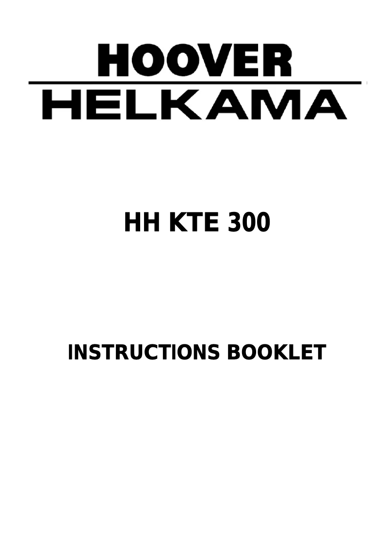 Page 1 of the manual User Manual Hoover-Helkama HH KTE 300