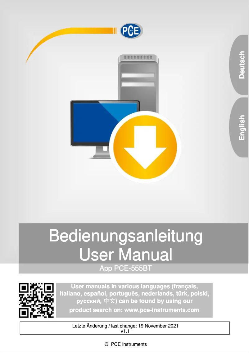 First page image of the manual for PCE-555BT