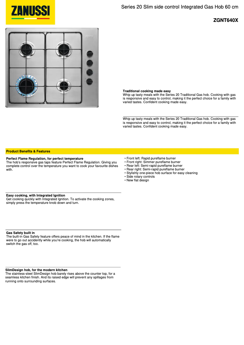First page image of the manual for ZGNT640X