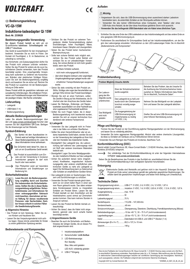 First page image of the manual for VC-Qi-15W