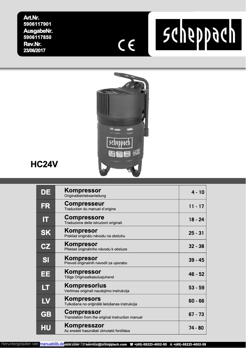 First page image of the manual for HC24V