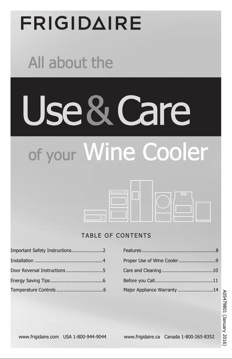 First page image of the manual for FGWC46L3SS