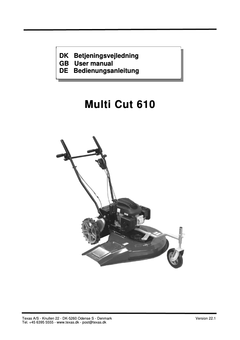 Page 1 of the manual User Manual Texas Multi Cut 610