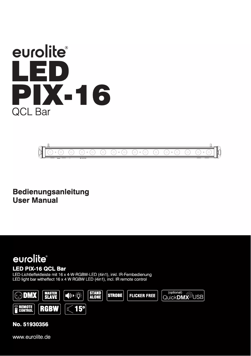 First page image of the manual for LED PIX-16