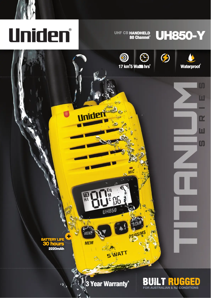 Page 1 of the manual Brochure Uniden UH850