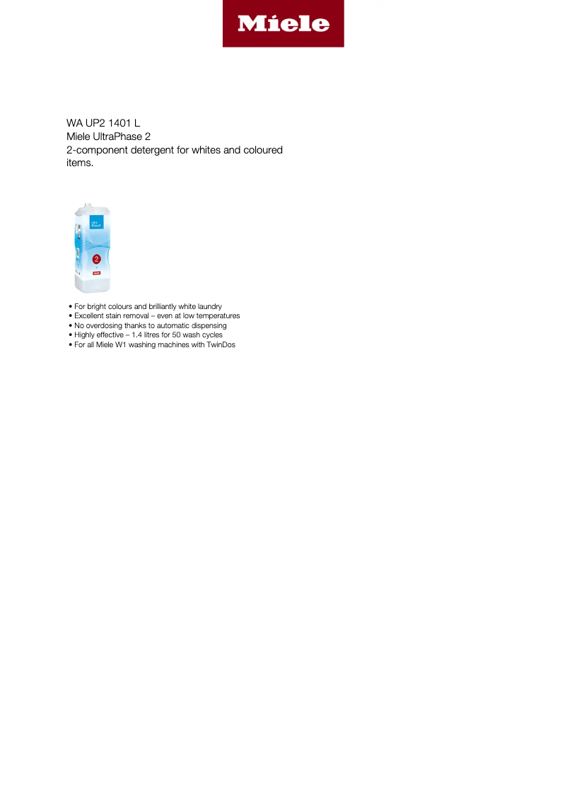 Page 1 of the manual User Manual Miele WA UP2 1401 L