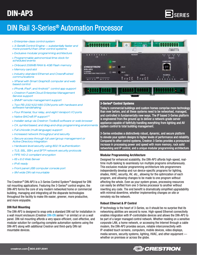 Image de la première page du manuel de l'appareil DIN-AP3