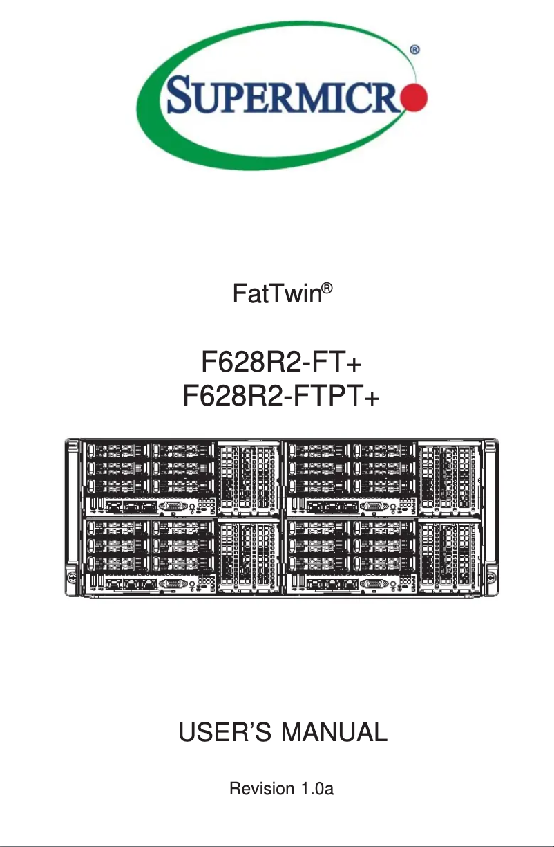 First page image of the manual for SuperServer F628R2-FTPT+
