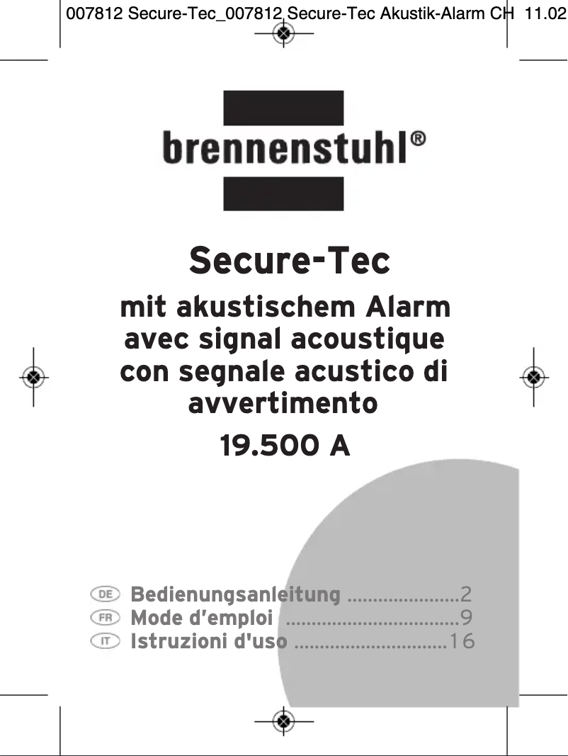 First page image of the manual for Secure-Tec 19.500A