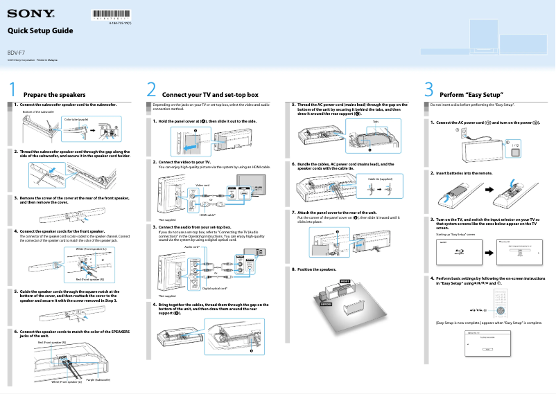 Page 1 of the manual Installation Guide Sony BDV-F7