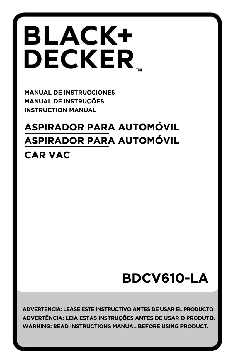 First page image of the manual for BDCV610-LA