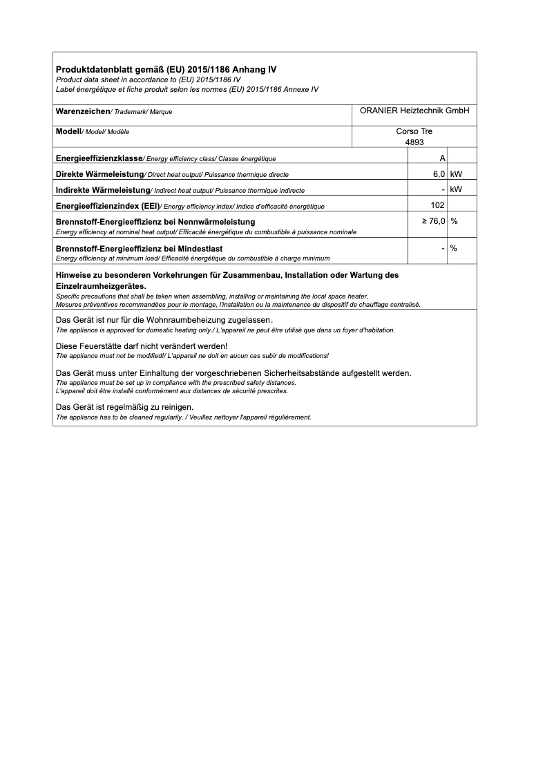 First page image of the manual for Corso Tre