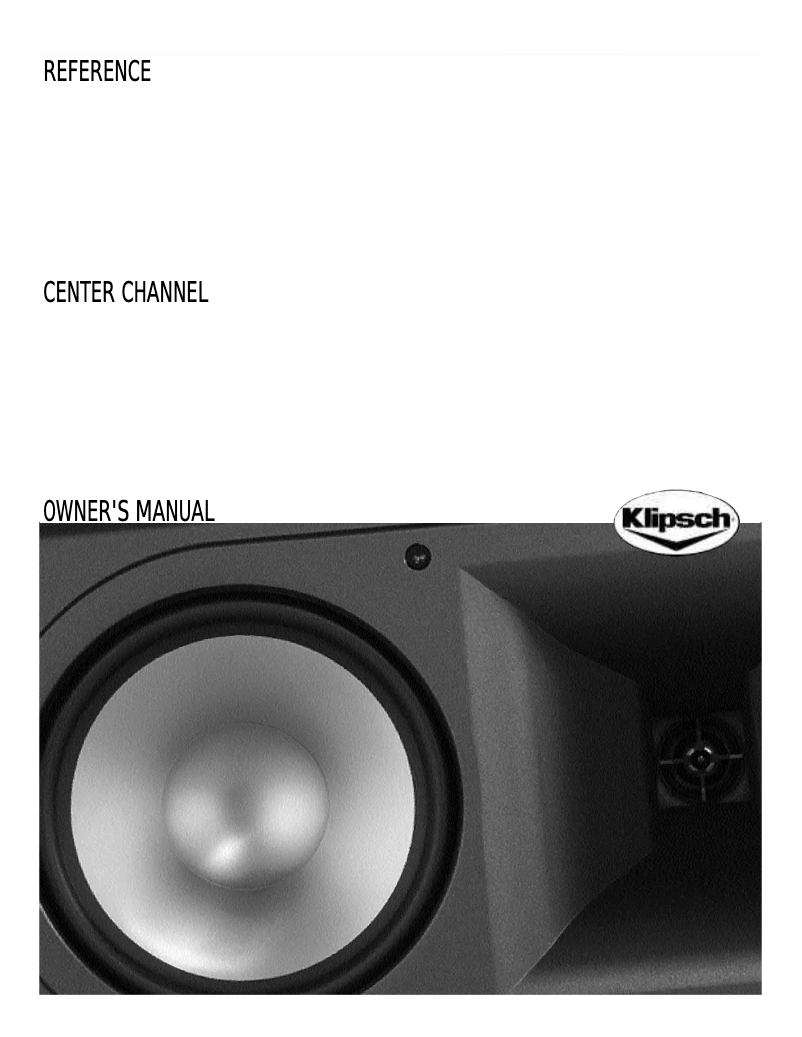 Page 1 of the manual User Manual Klipsch Reference IV