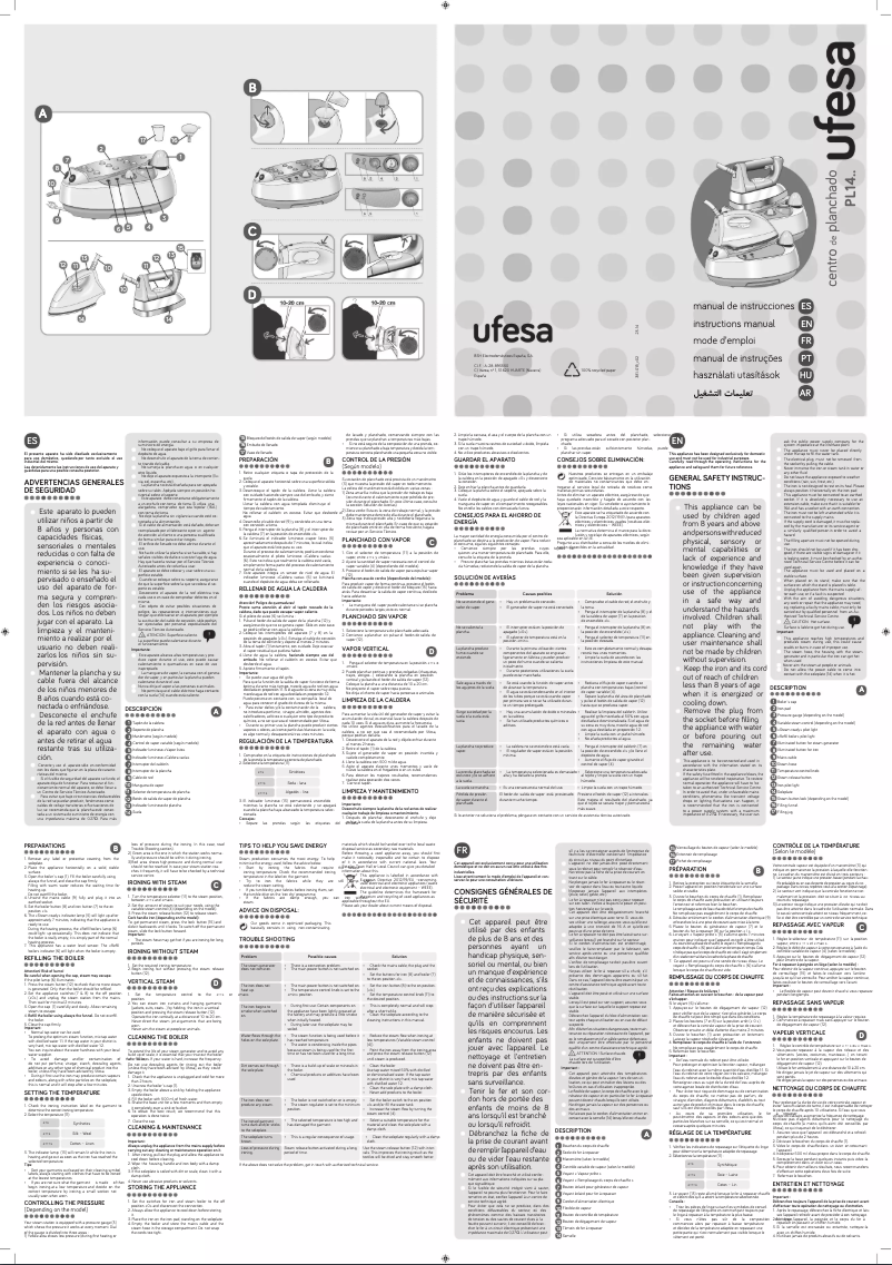 Page 1 de la notice Manuel utilisateur Ufesa PL1420