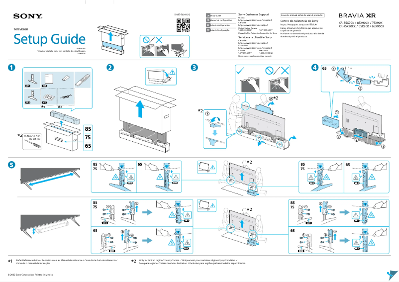 Page 1 of the manual Installation Guide Sony XR-75X90CK