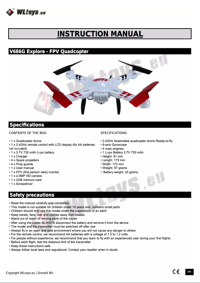 First page image of the manual for V686G - Explore