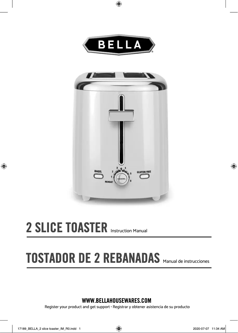 First page image of the manual for 2 Slice Toaster