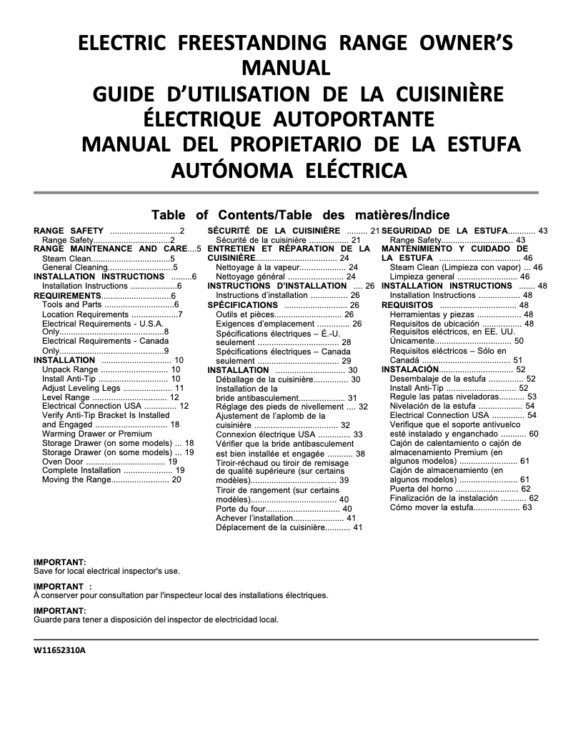 Page 1 of the manual User Manual Whirlpool YWFC150M0JW